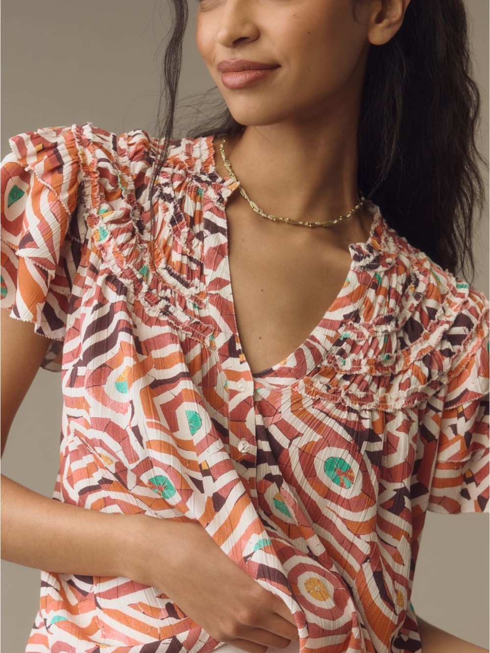 Anthropologie Ruffle Top - Picture 2 of 9